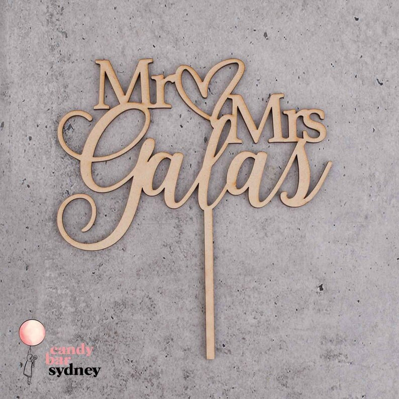 Mr & Mrs Personalised Wedding Cake Topper Style 8 - Custom Cake Toppers - Acrylic Wedding Cake Toppers - Letterfy 