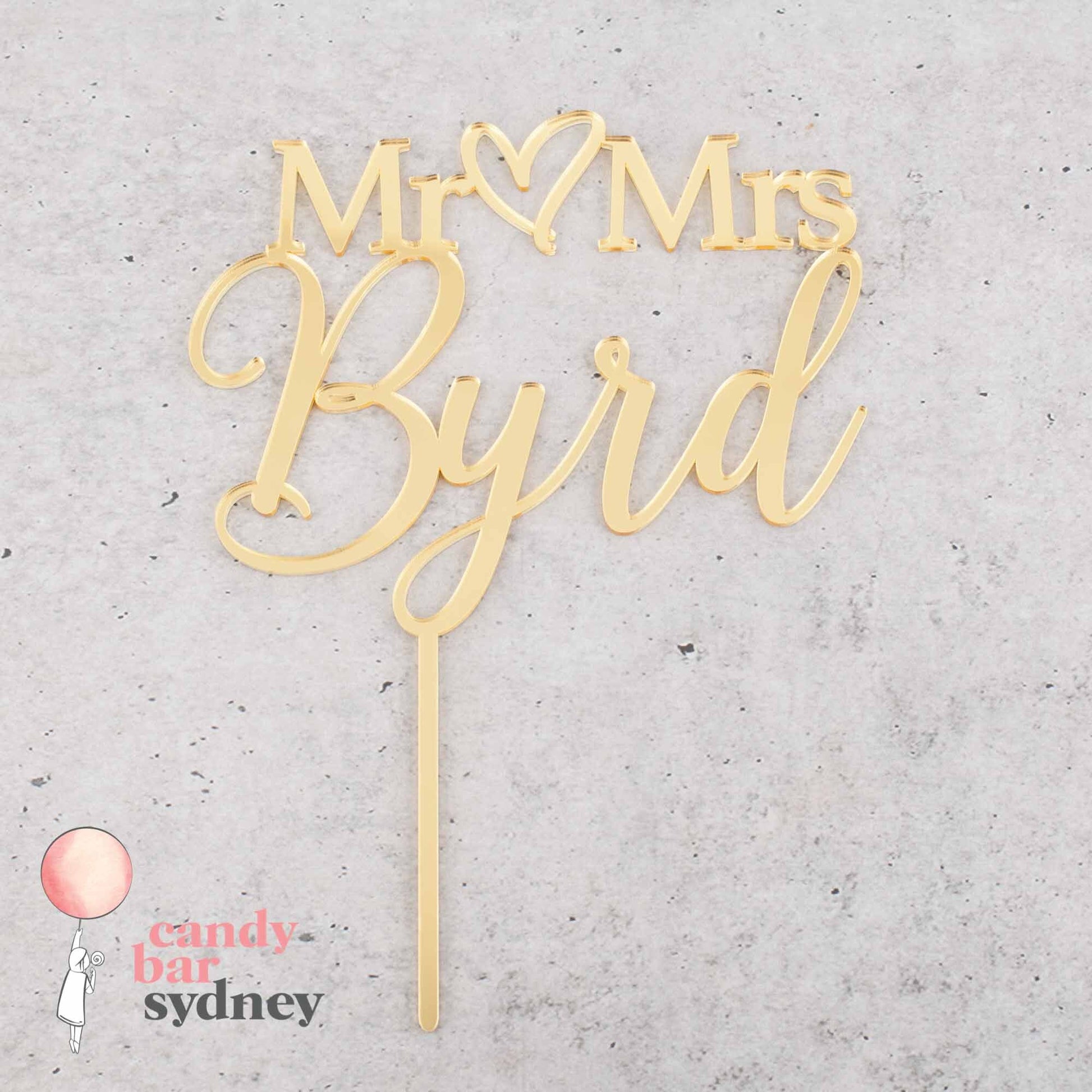 Mr & Mrs Personalised Wedding Cake Topper Style 8 - Custom Cake Toppers - Acrylic Wedding Cake Toppers - Letterfy 