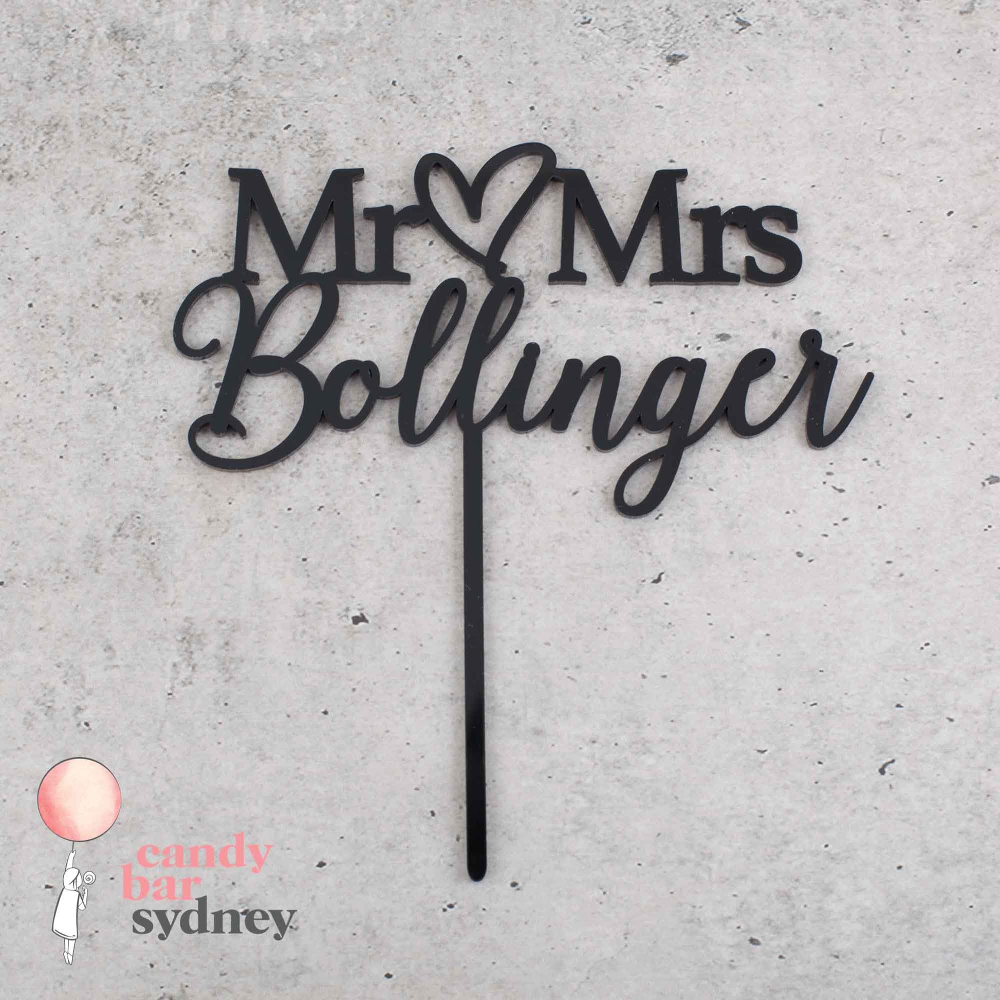 Mr & Mrs Personalised Wedding Cake Topper Style 8 - Custom Cake Toppers - Acrylic Wedding Cake Toppers - Letterfy 