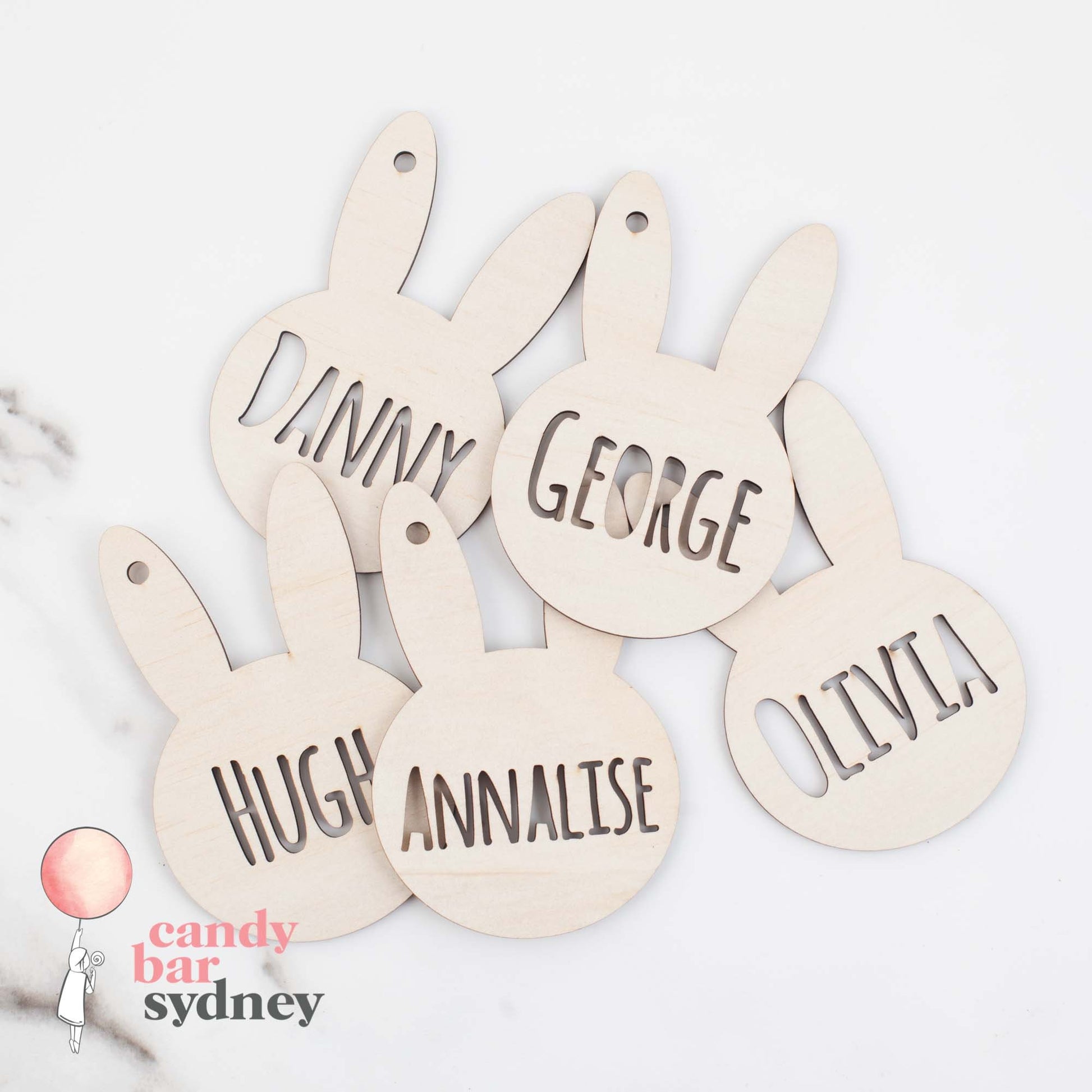 Personalised Easter Bunny Ears Hamper Tag - Custom Easter Gifts - Laser Cut Hamper Tags - Letterfy 