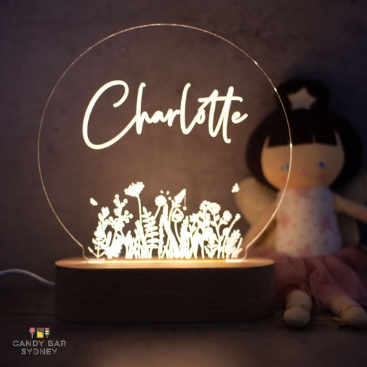 Personalised Night Light - Kids Room Decor - Wildflower - Letterfy 