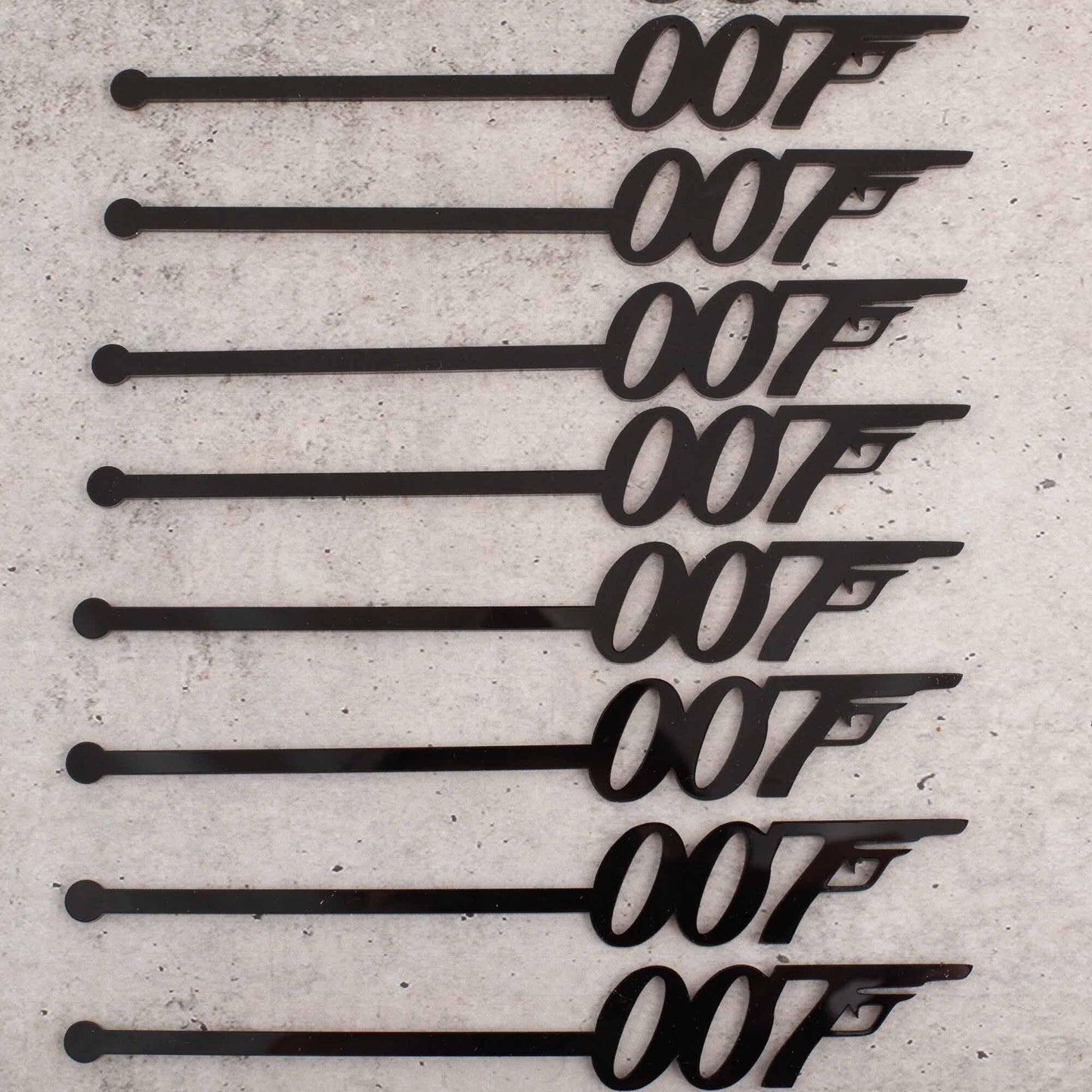 James Bond 007 Drink Stirrers - Acrylic Drink Stirrer Swizzle Sticks - Letterfy 