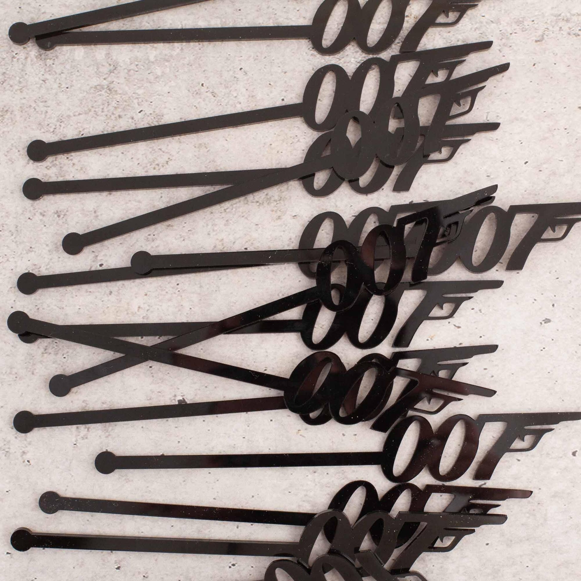 James Bond 007 Drink Stirrers - Acrylic Drink Stirrer Swizzle Sticks - Letterfy 