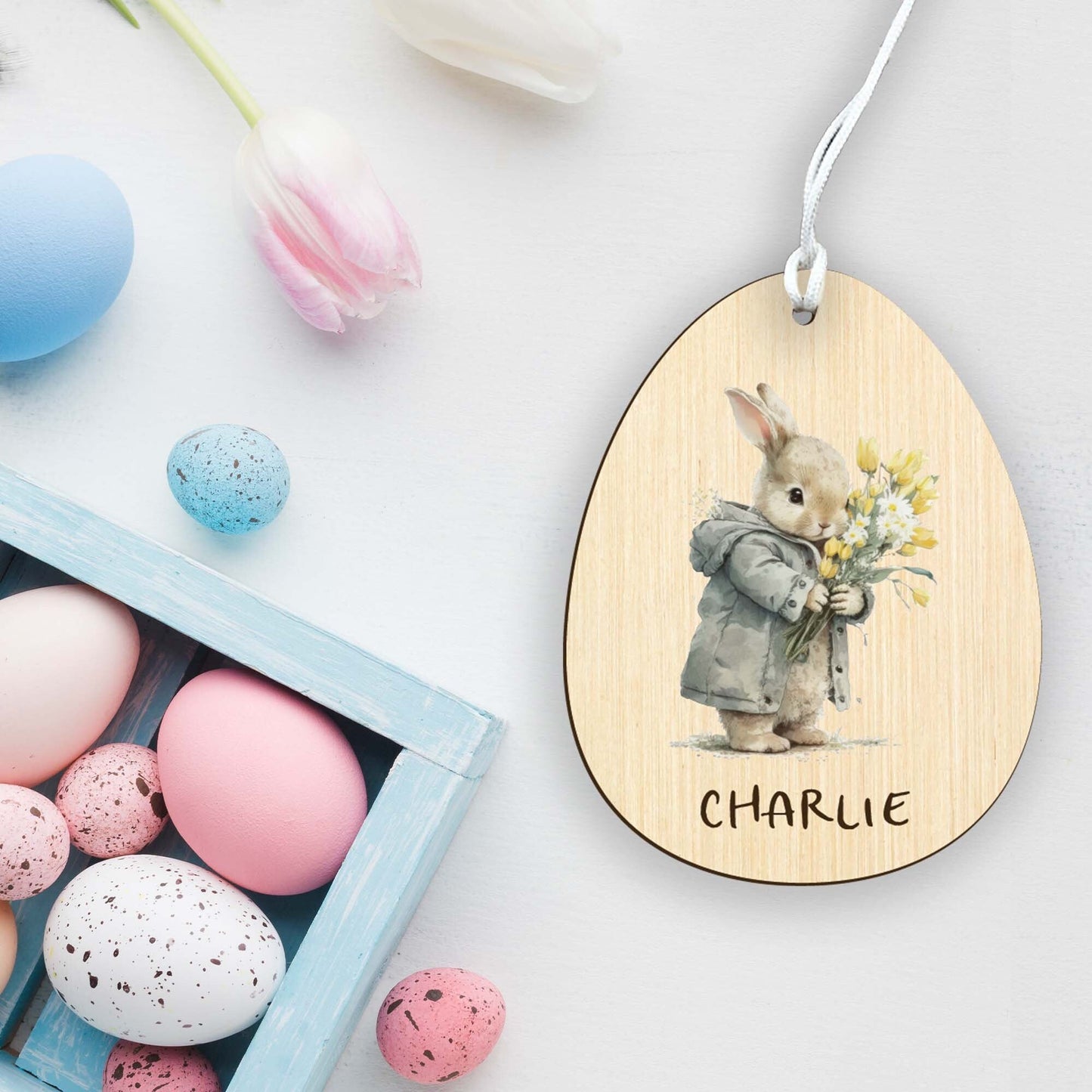 Personalised Bunny Easter Hamper Tag - Letterfy 