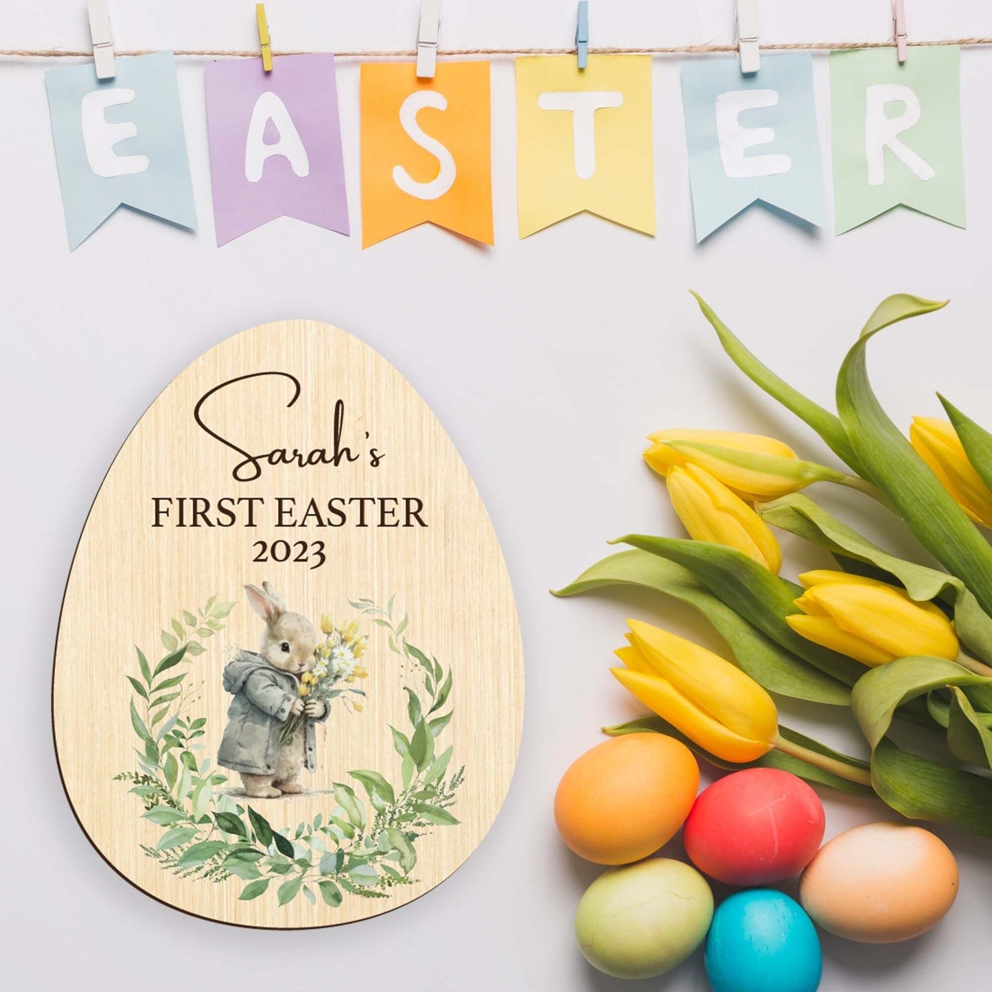 Personalised First Easter Bunny Plaque - Style 2 - Letterfy 