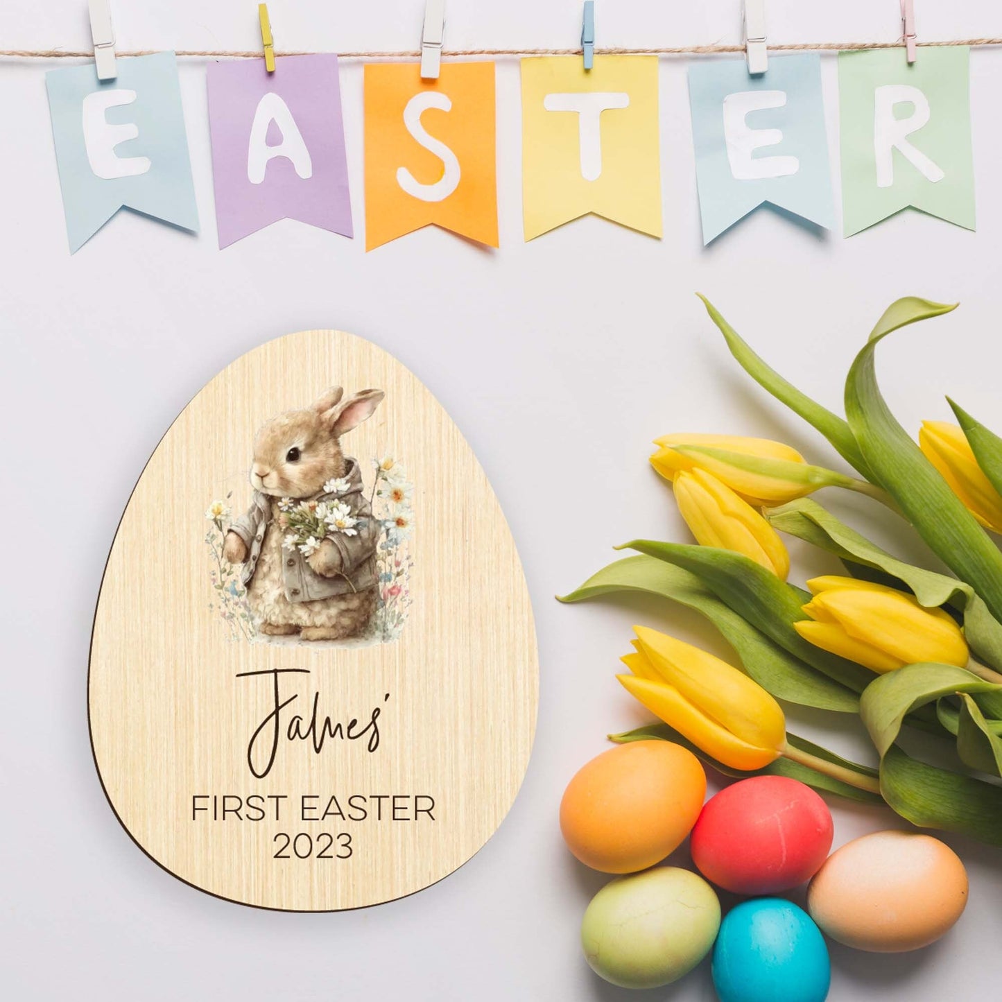 Personalised First Easter Bunny Plaque - Style 3 - Letterfy 