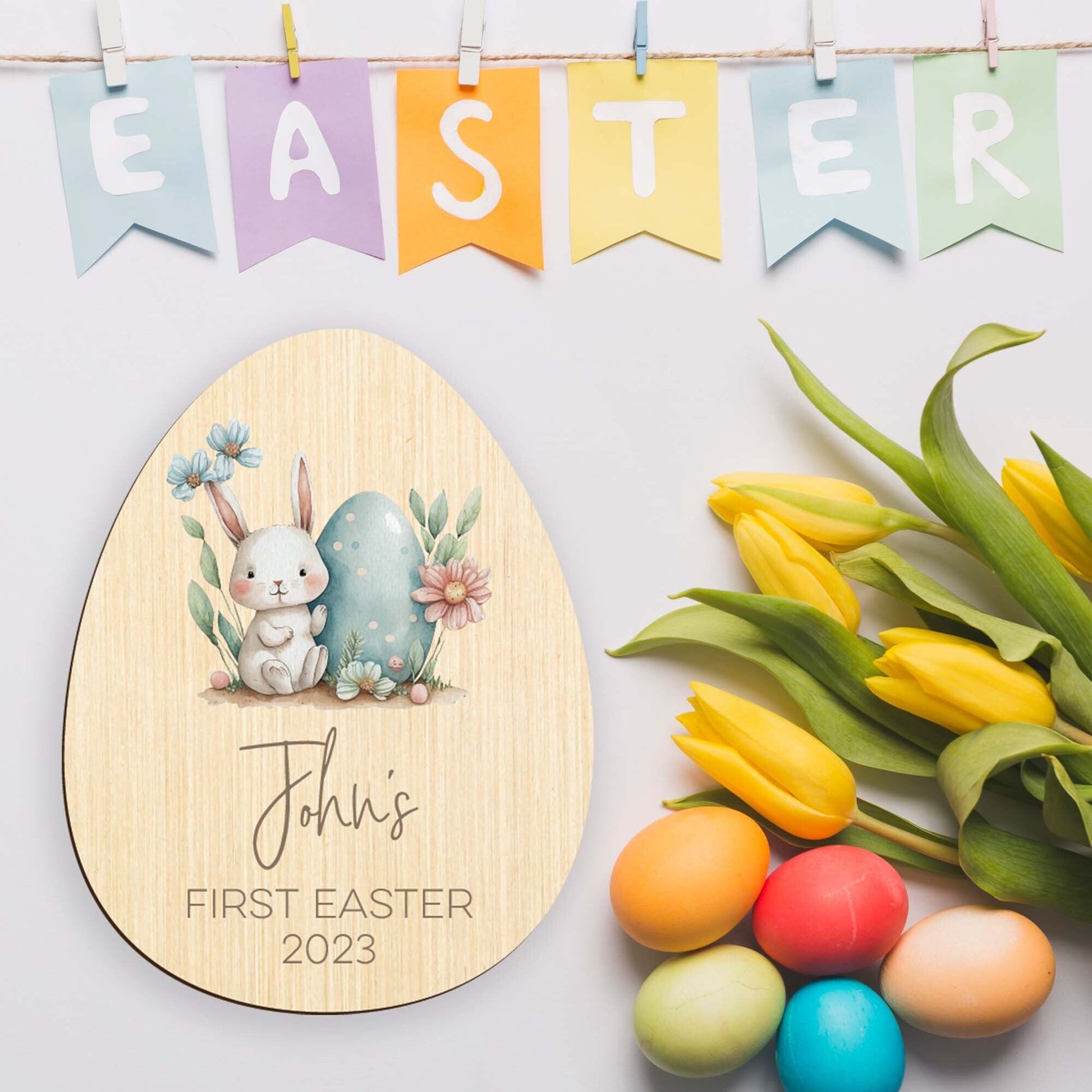 Personalised First Easter Bunny Plaque - Style 5 - Letterfy 