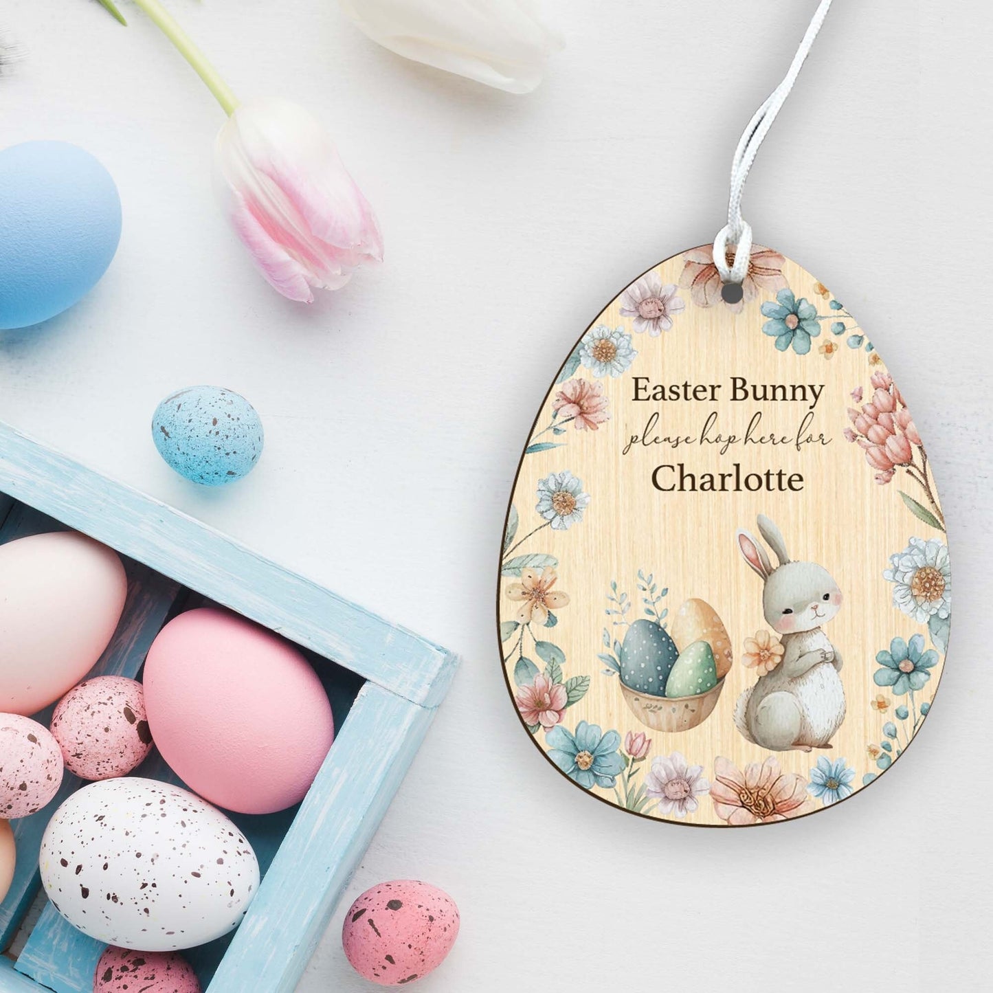 Personalised Floral Easter Hamper Tag - Letterfy 