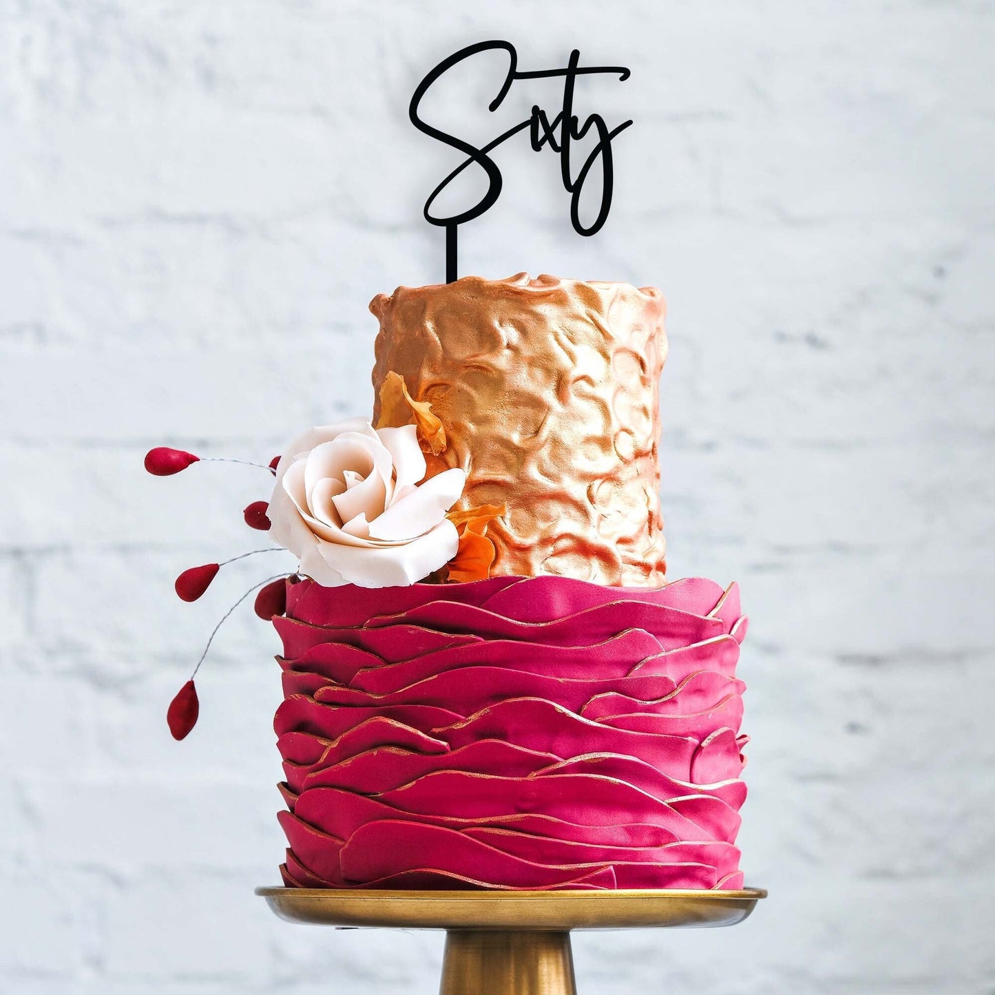 Sixty 60th Birthday Cake Topper - Style 2 - Personalised Cake Toppers - Letterfy 