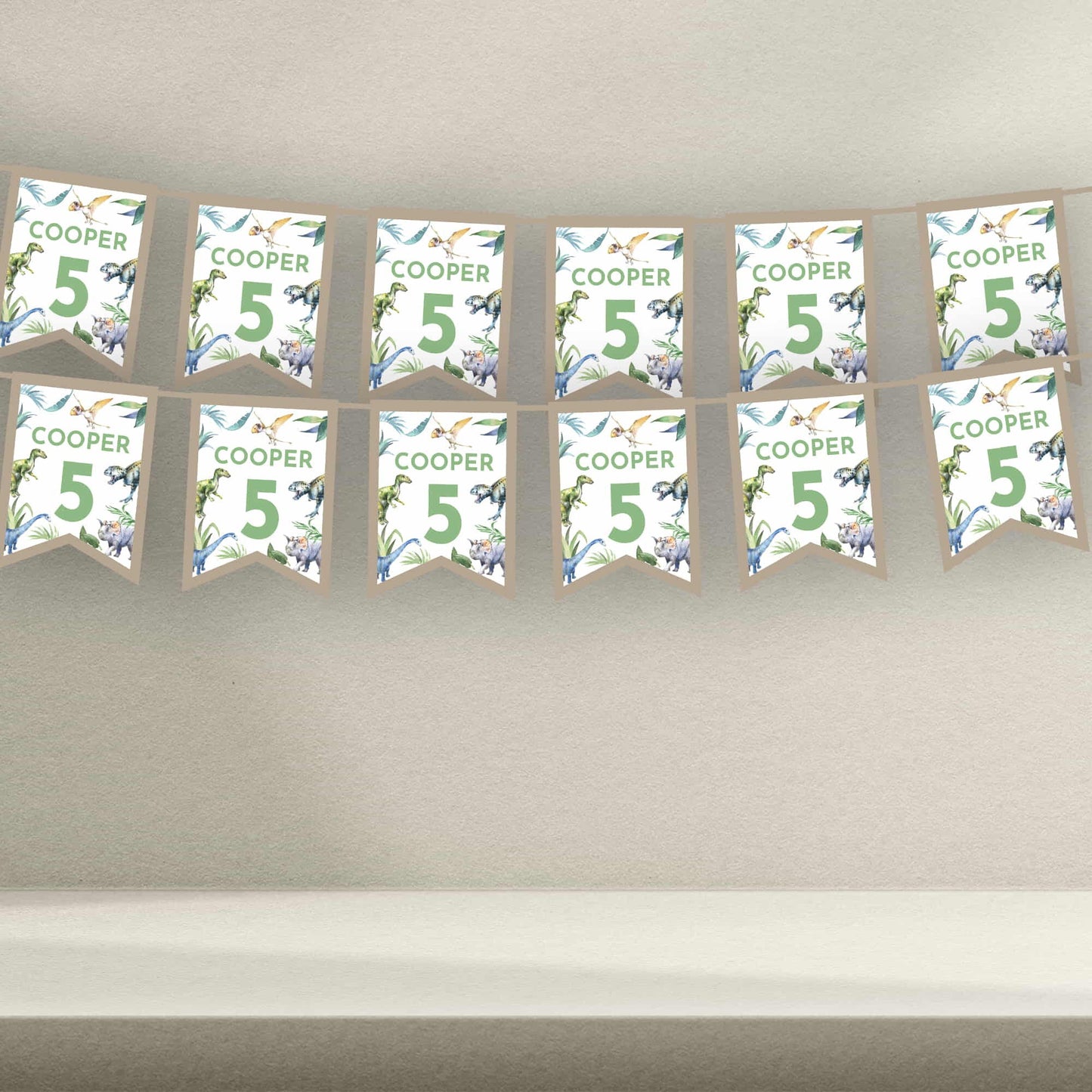 Dinosaur Invites - Dinosaur Bunting - Dinosaur Gift Box Stickers & Placemats - Letterfy 