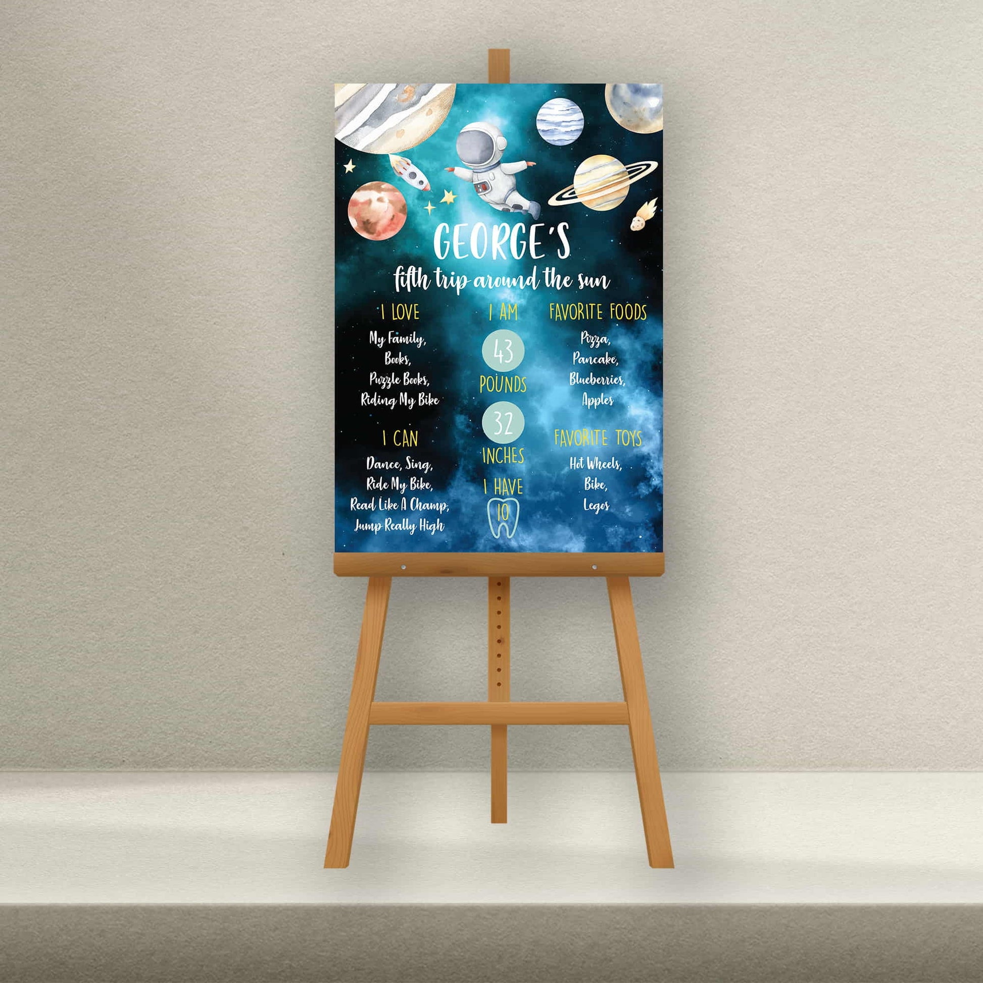 Personalised Space Birthday Milestone Board - Letterfy 