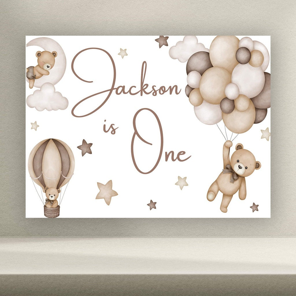 Personalised Teddy Bear Backdrop Boards - Teddy Bear Birthday Signage - Letterfy 