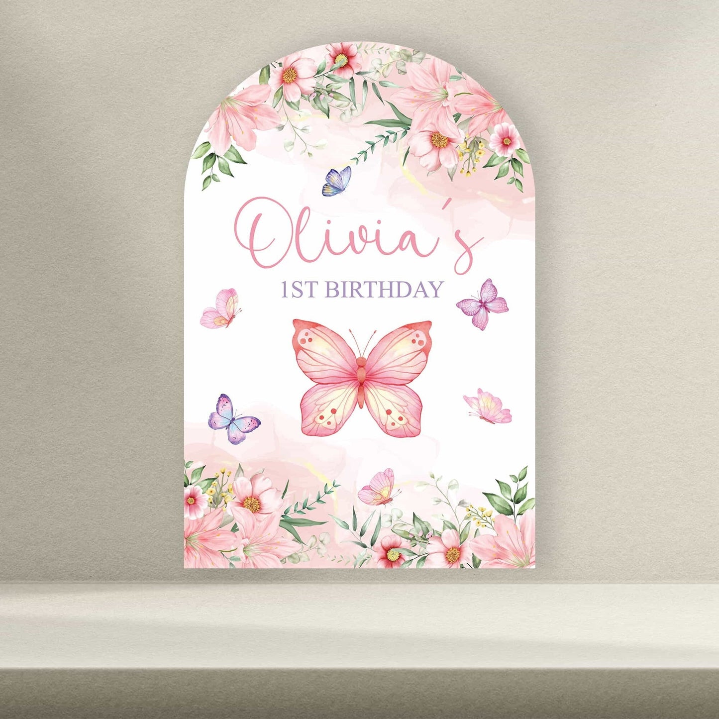 Personalised Butterfly Backdrop Boards - Butterfly Birthday Signage - Letterfy 