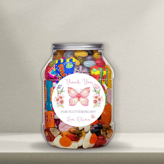 Personalised Butterfly Thank You Stickers - Butterfly Lollipop Stickers - Butterfly Water Bottle Stickers - Letterfy 