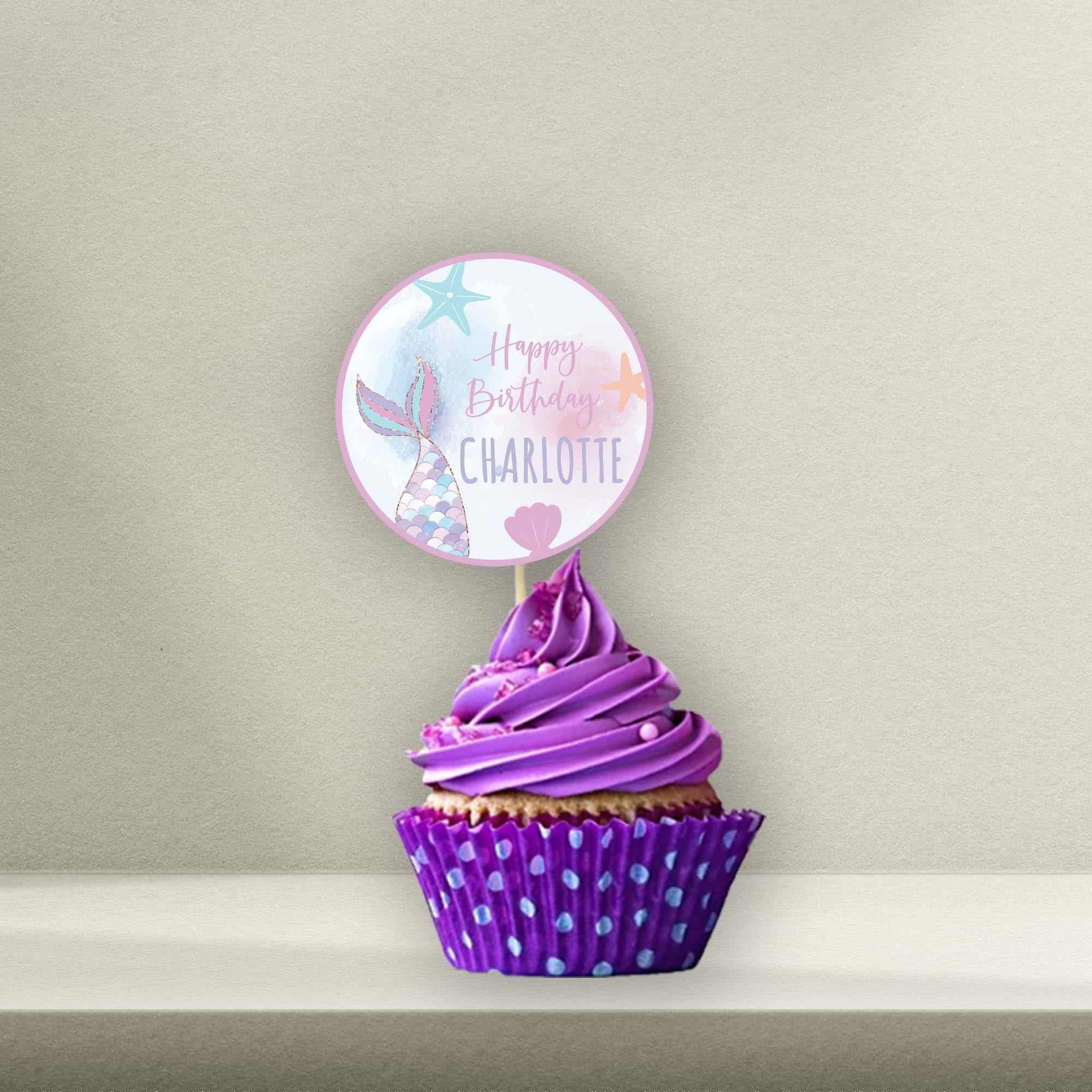 Personalised Mermaid Cake Toppers - Mermaid Cupcake Toppers - Mermaid Cookie Stamps - Letterfy 