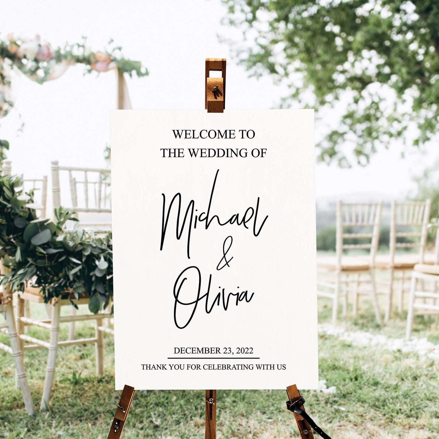 Rectangle Wedding Welcome Sign - Custom Wedding Decor - Personalised Welcome Signs - Letterfy 