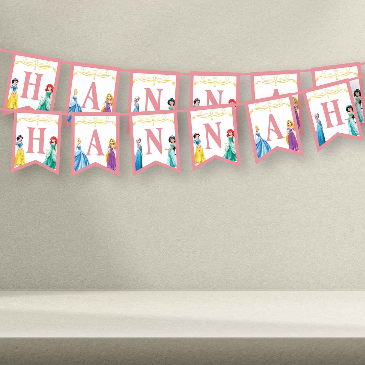 Princess Invites - Princess Bunting - Princess Gift Box Stickers & Placemats - Letterfy 