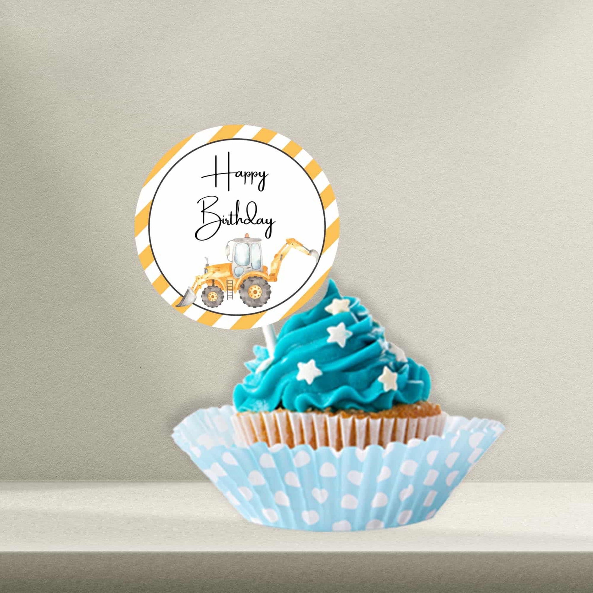 Personalised Construction Cake Toppers - Construction Cupcake Toppers - Construction Cookie Stamps - Letterfy 