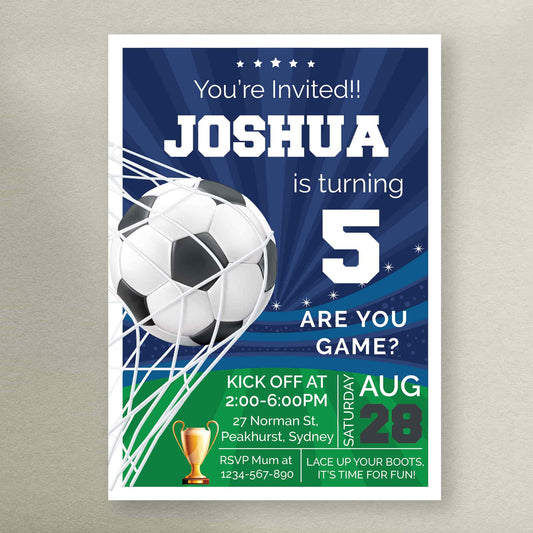 Soccer Invites - Soccer Bunting - Soccer Gift Box Stickers & Placemats - Letterfy 