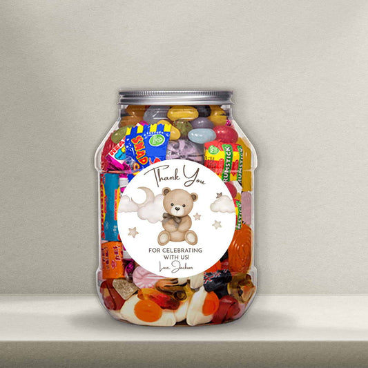 Personalised Teddy Bear Thank You Stickers - Teddy Bear Lollipop Stickers - Teddy Bear Water Bottle Stickers - Letterfy 