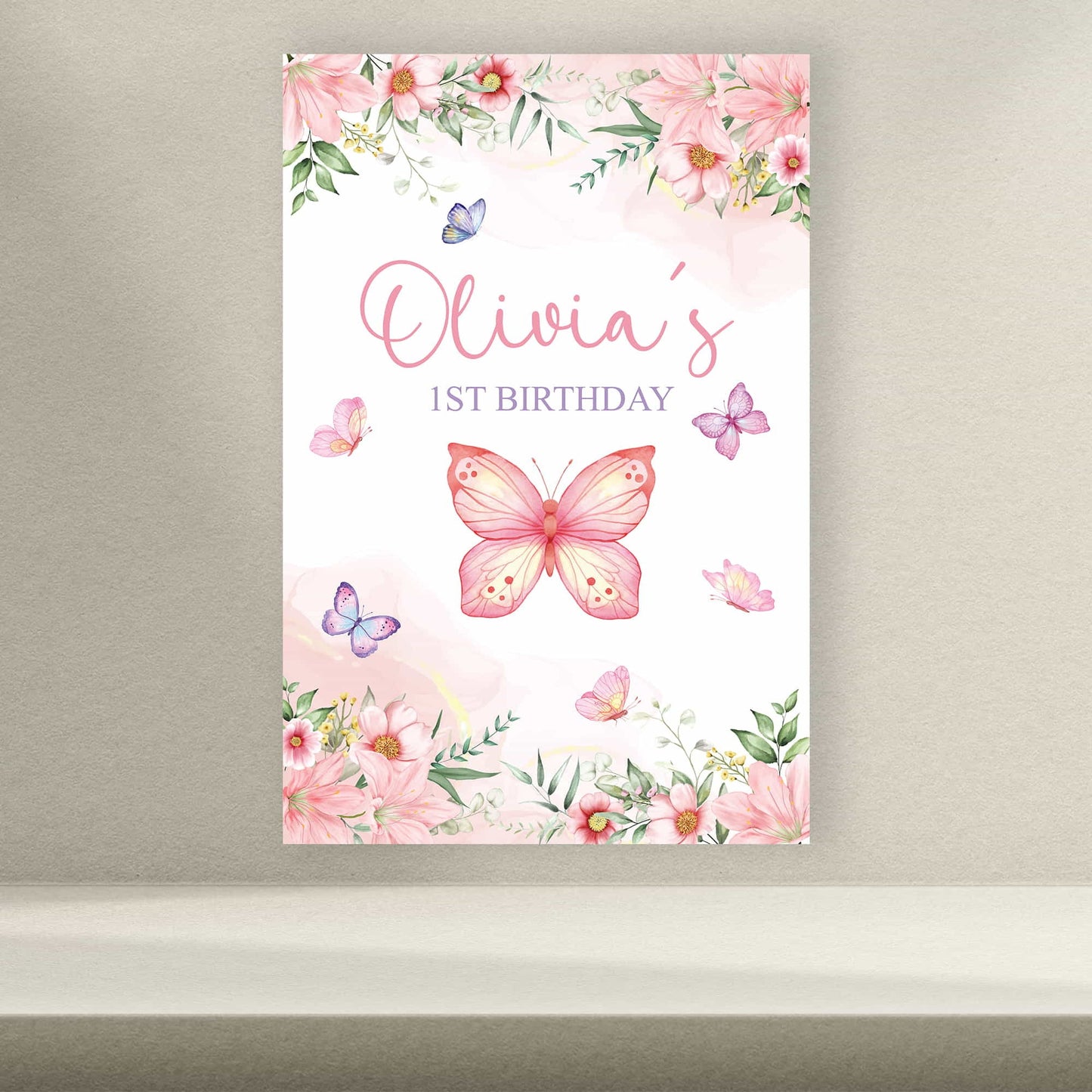 Personalised Butterfly Backdrop Boards - Butterfly Birthday Signage - Letterfy 