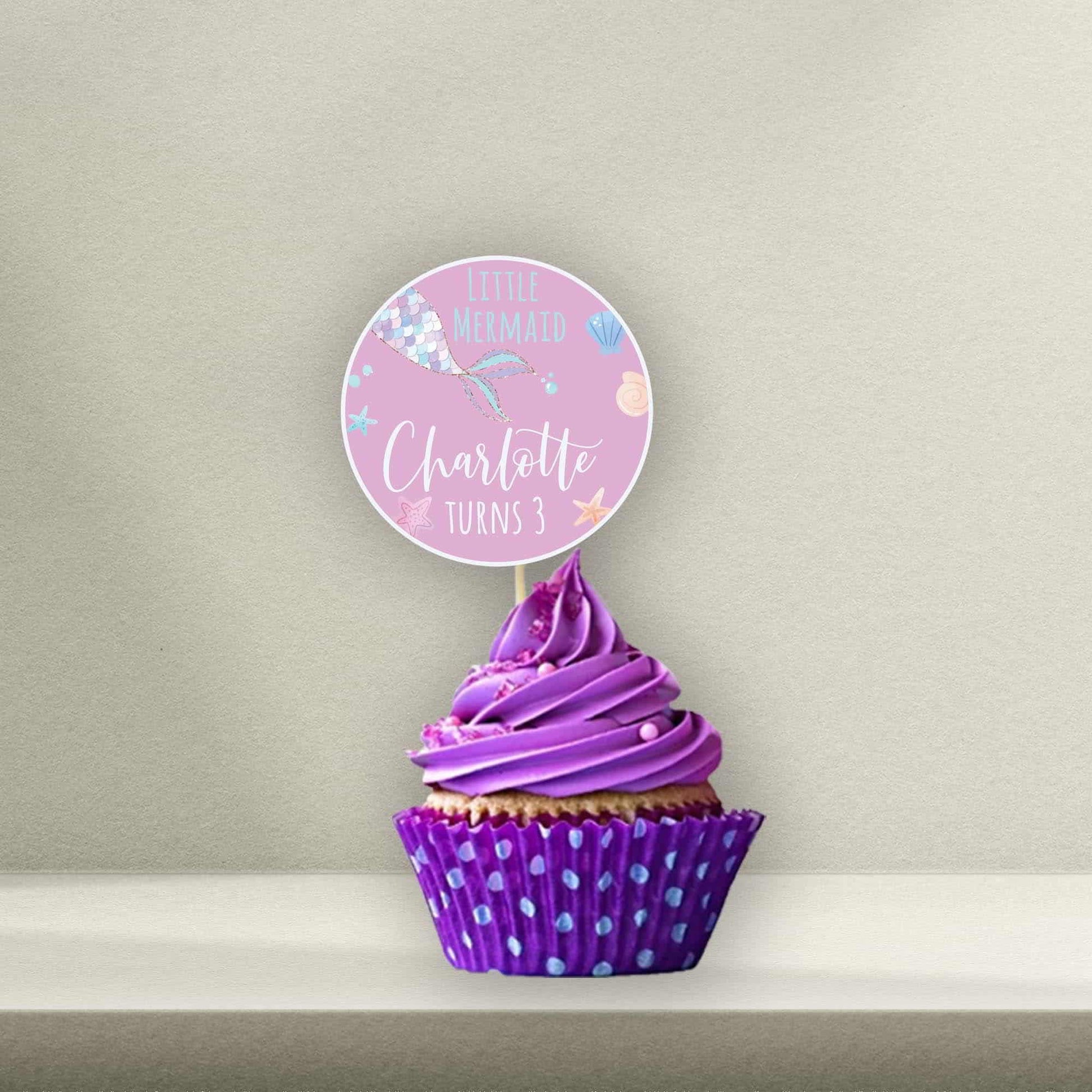 Personalised Mermaid Cake Toppers - Mermaid Cupcake Toppers - Mermaid Cookie Stamps - Letterfy 