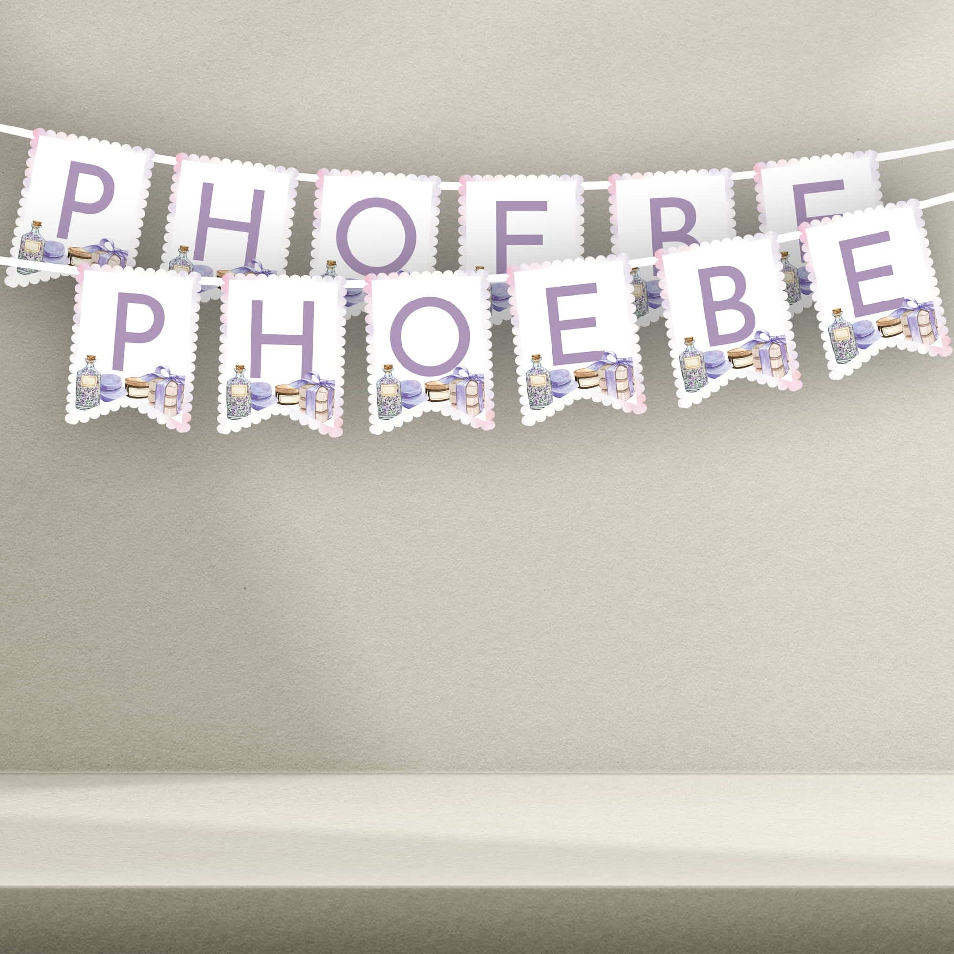 Pamper Invites - Pamper Bunting - Pamper Gift Box Stickers & Placemats - Letterfy 