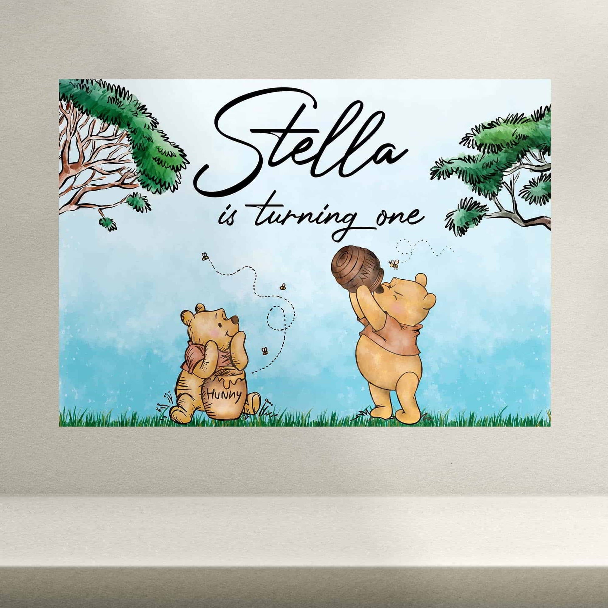 Personalised Winnie the Pooh Backdrop Boards - Winnie the Pooh Birthday Signage - Letterfy 