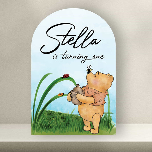 Personalised Winnie the Pooh Backdrop Boards - Winnie the Pooh Birthday Signage - Letterfy 