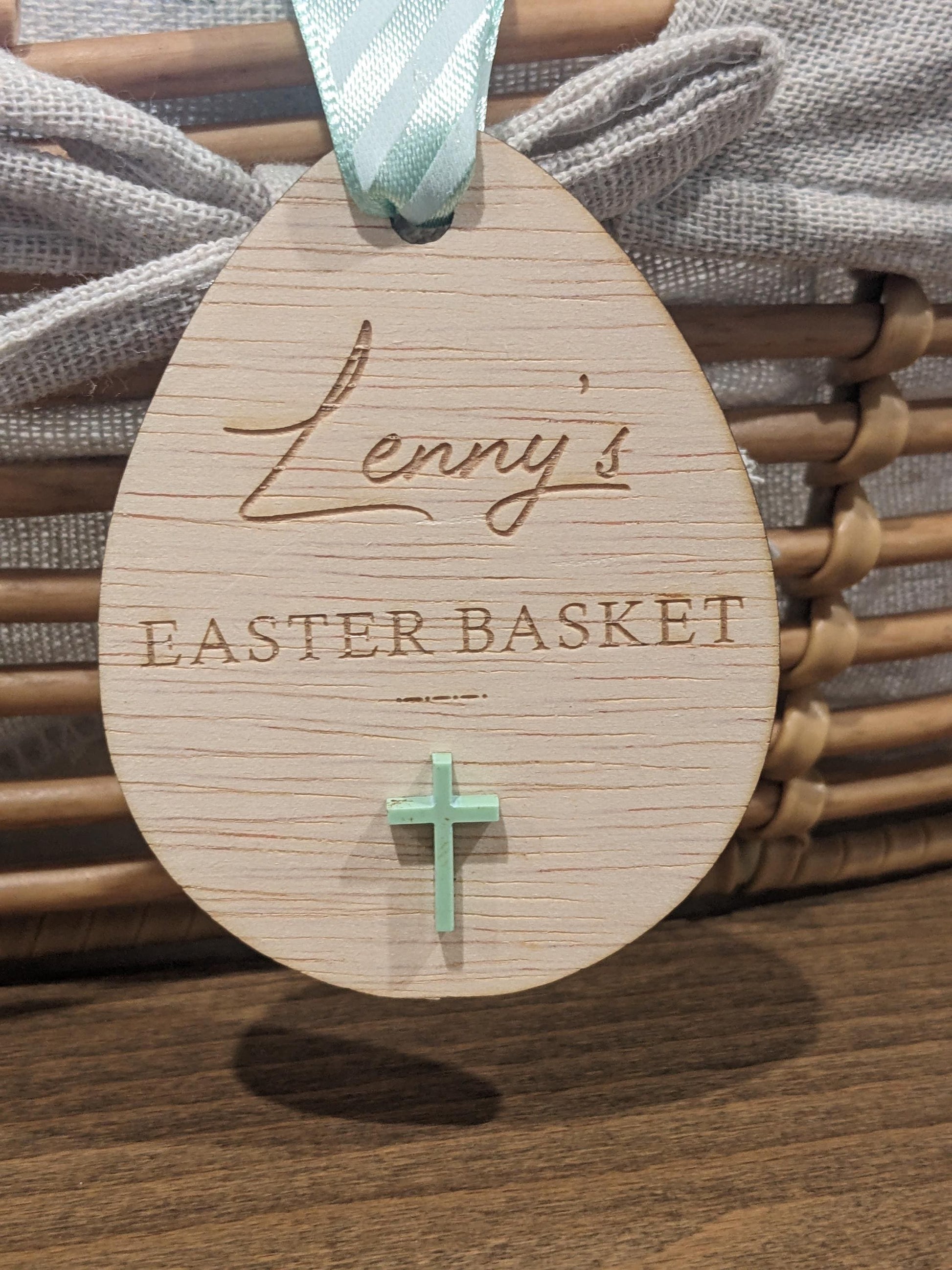 Personalized Wooden Easter Egg Tag: First Easter Keepsake