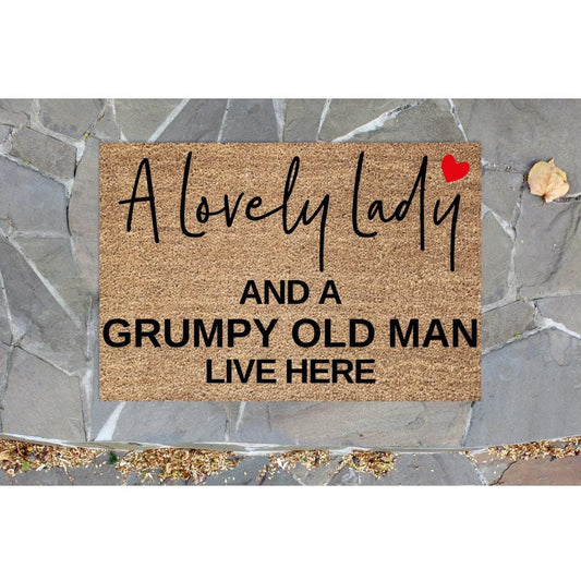 Funny Couples Doormat – Grumpy Old Man & Lovely Lady Gift
