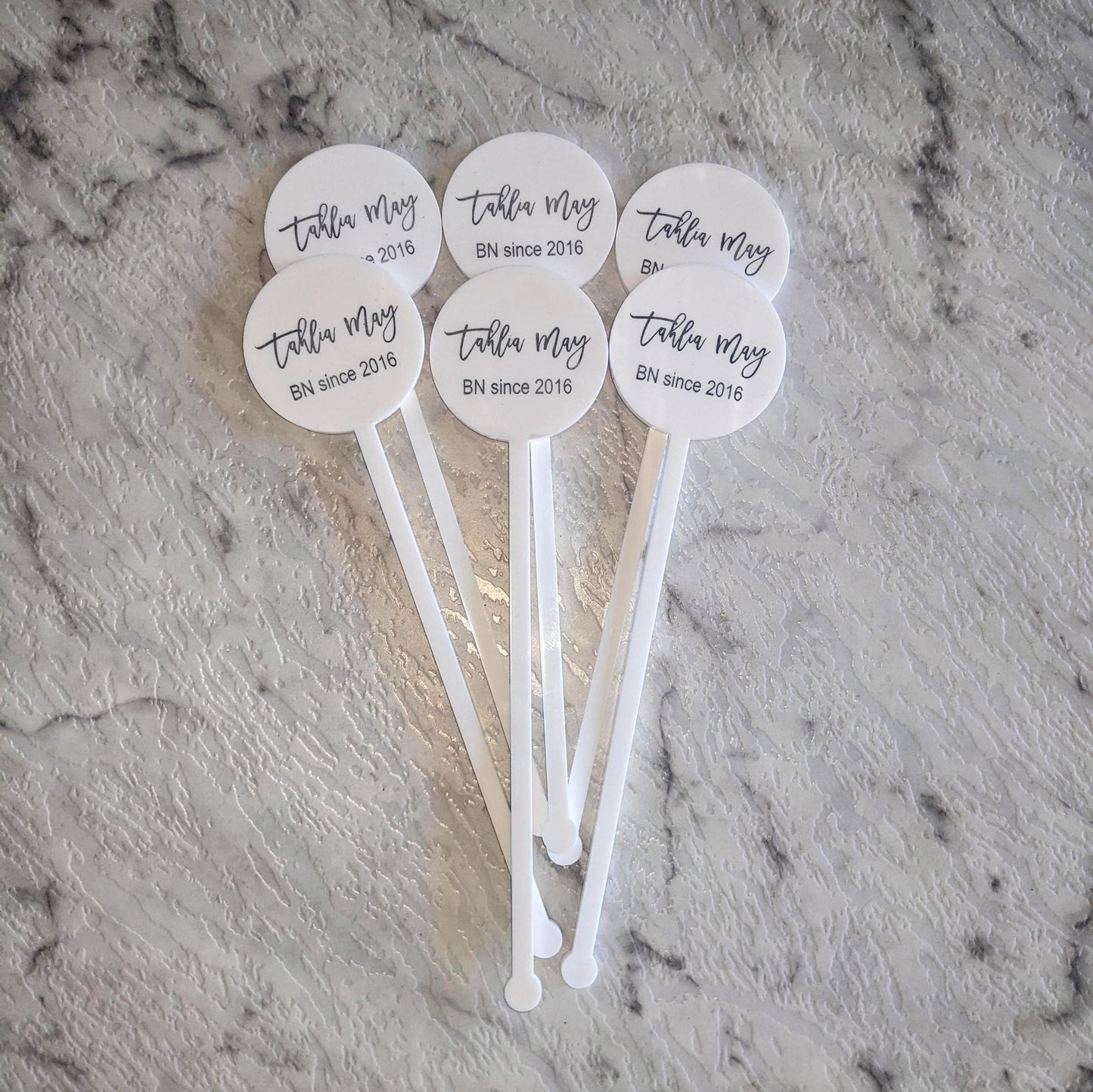 Personalised White Acrylic Cocktail Stirrer | Custom Name Swizzle Stick for Parties