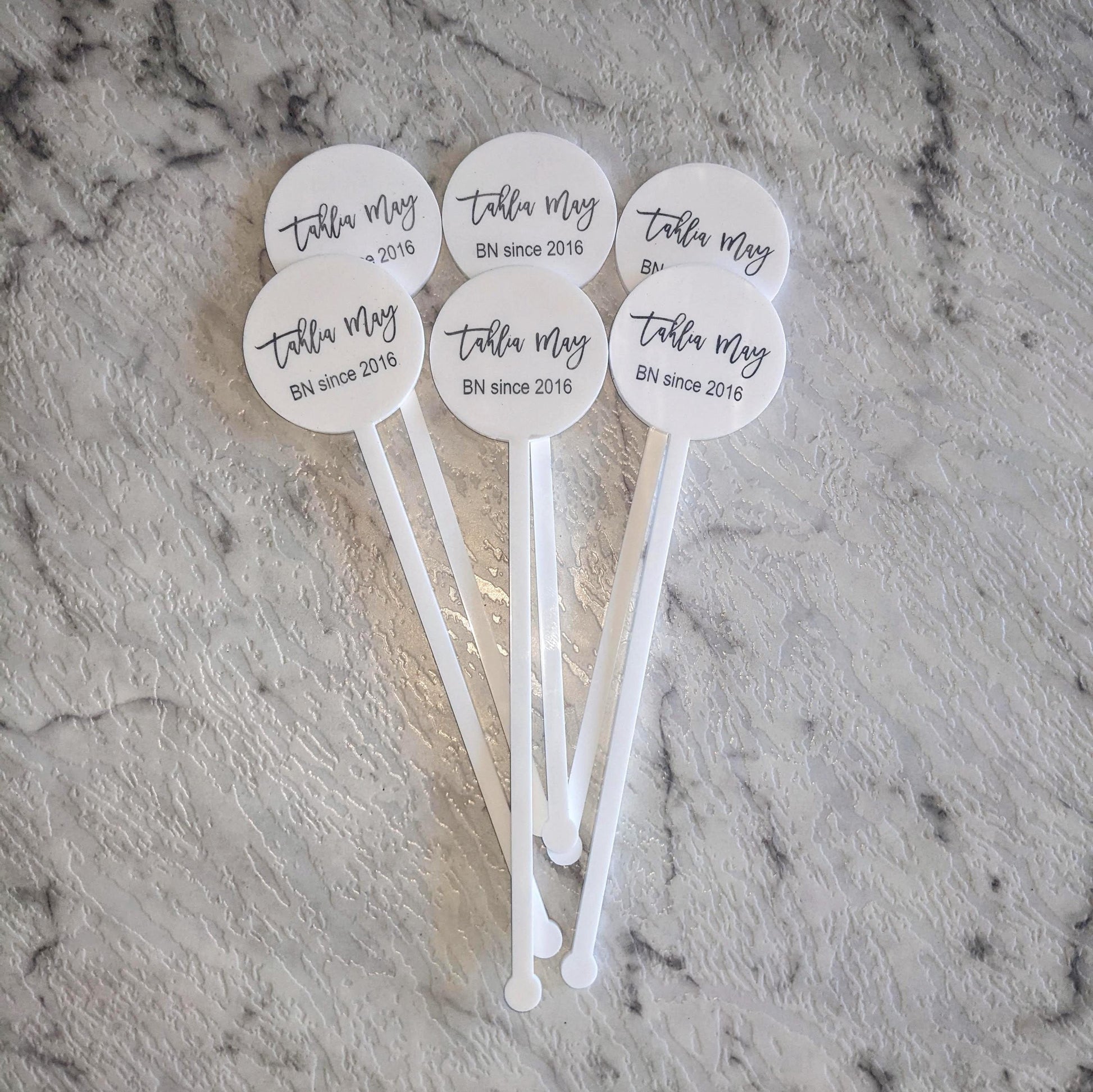 Personalised White Acrylic Cocktail Stirrer | Custom Name Swizzle Stick for Parties