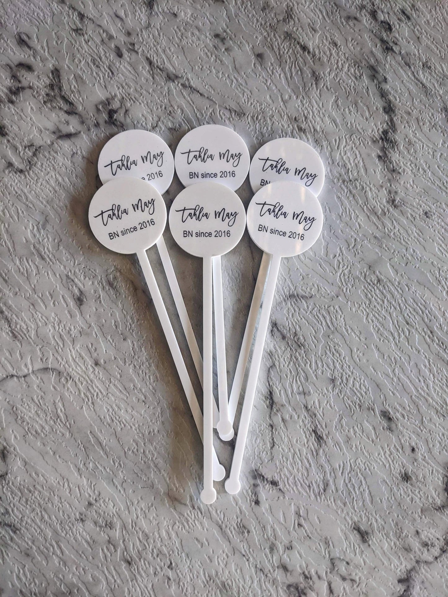 Personalised White Acrylic Cocktail Stirrer | Custom Name Swizzle Stick for Parties