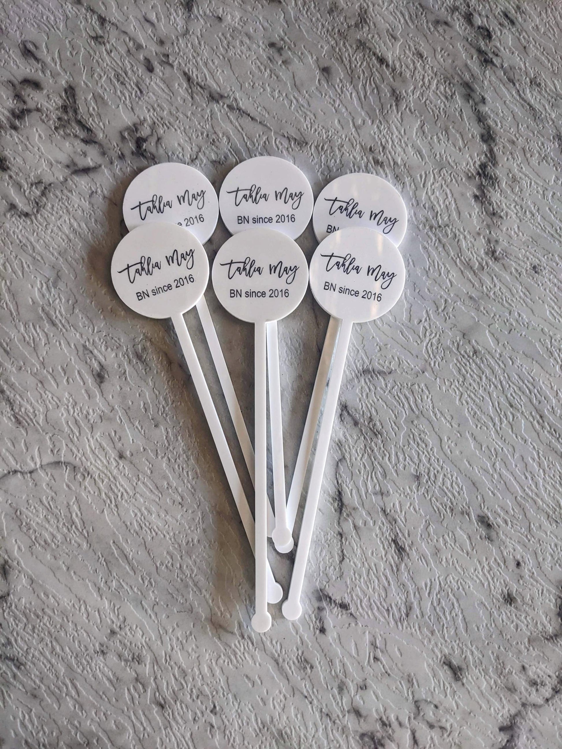 Personalised White Acrylic Cocktail Stirrer | Custom Name Swizzle Stick for Parties
