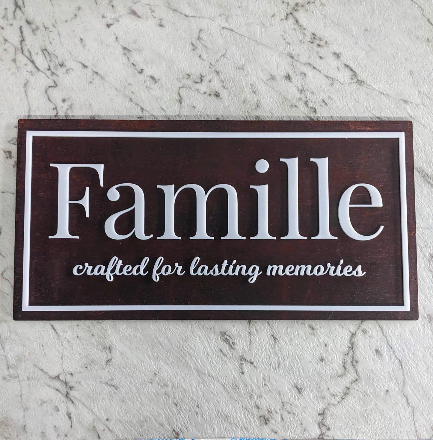 Famille Wooden Sign, Rustic Farmhouse Wall Decor, Dark Walnut Wood, Custom Home Australia, Personalised Wall Art for Your Home.