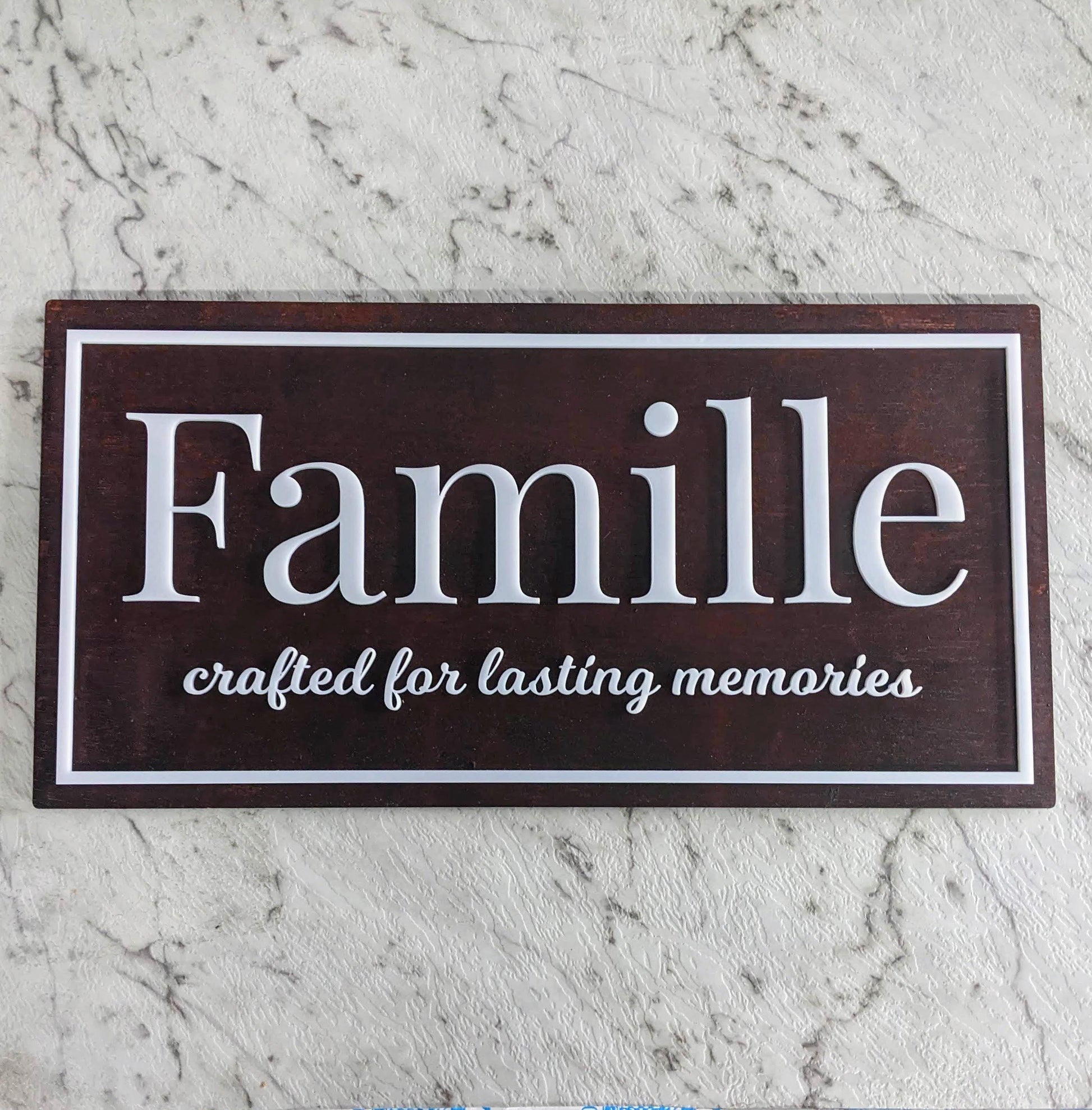 Famille Wooden Sign, Rustic Farmhouse Wall Decor, Dark Walnut Wood, Custom Home Australia, Personalised Wall Art for Your Home.