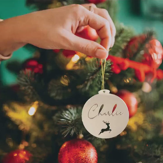 Personalized First Christmas Bauble: Wood or Acrylic Ornament