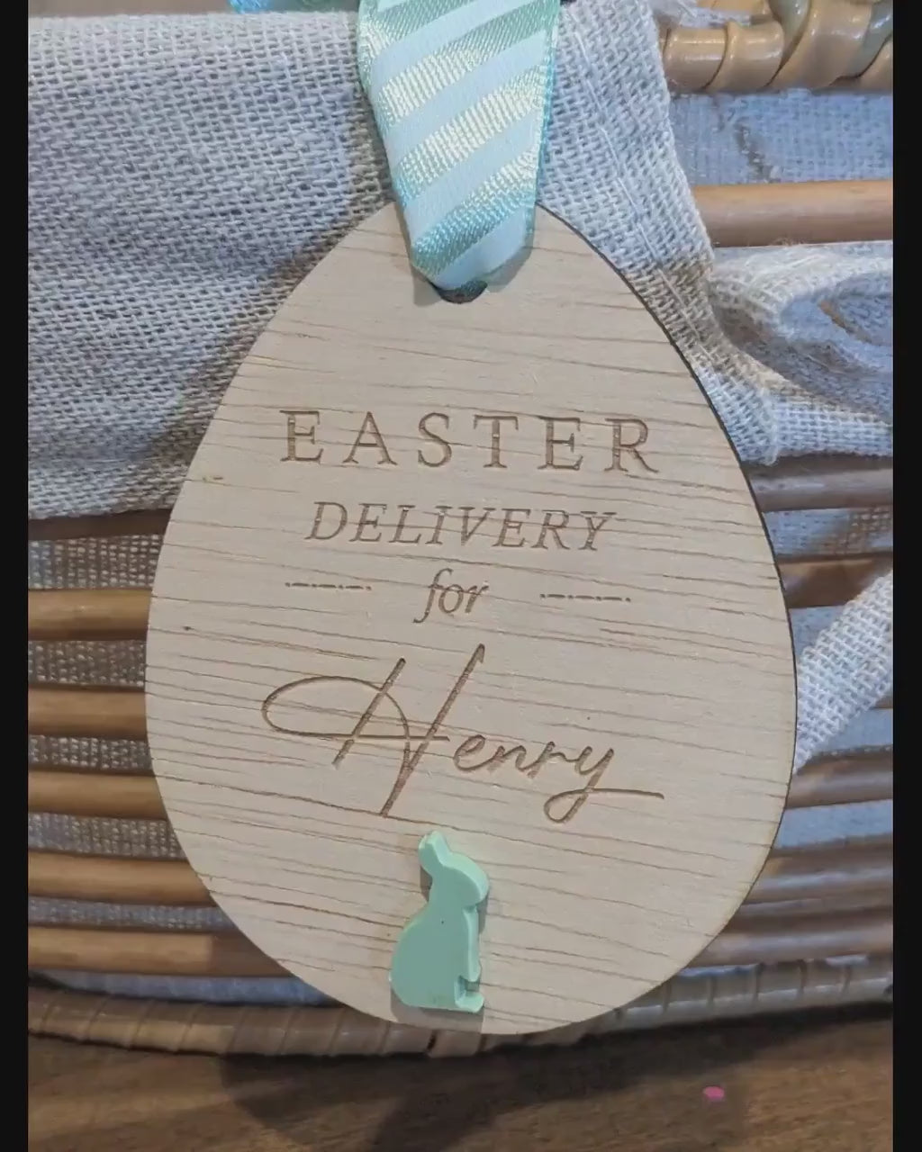 Personalized Wooden Easter Basket Tag: Bunny or Cross Design