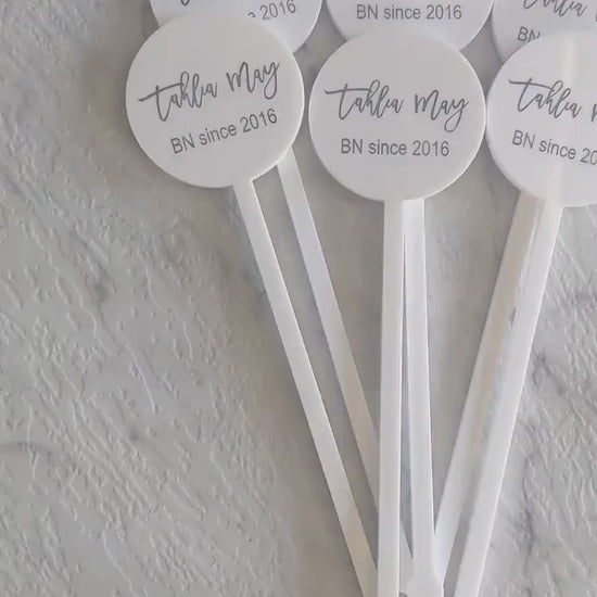 Personalised White Acrylic Cocktail Stirrer | Custom Name Swizzle Stick for Parties