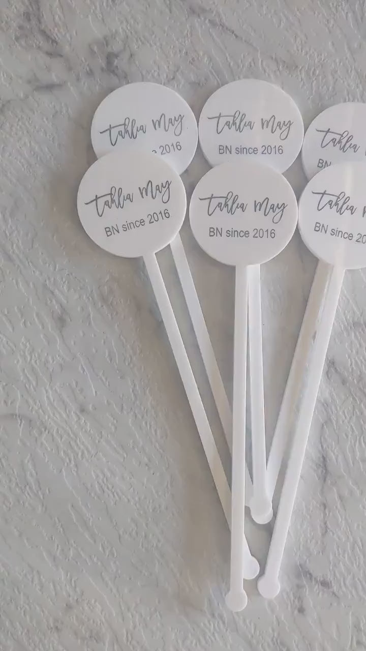 Personalised White Acrylic Cocktail Stirrer | Custom Name Swizzle Stick for Parties