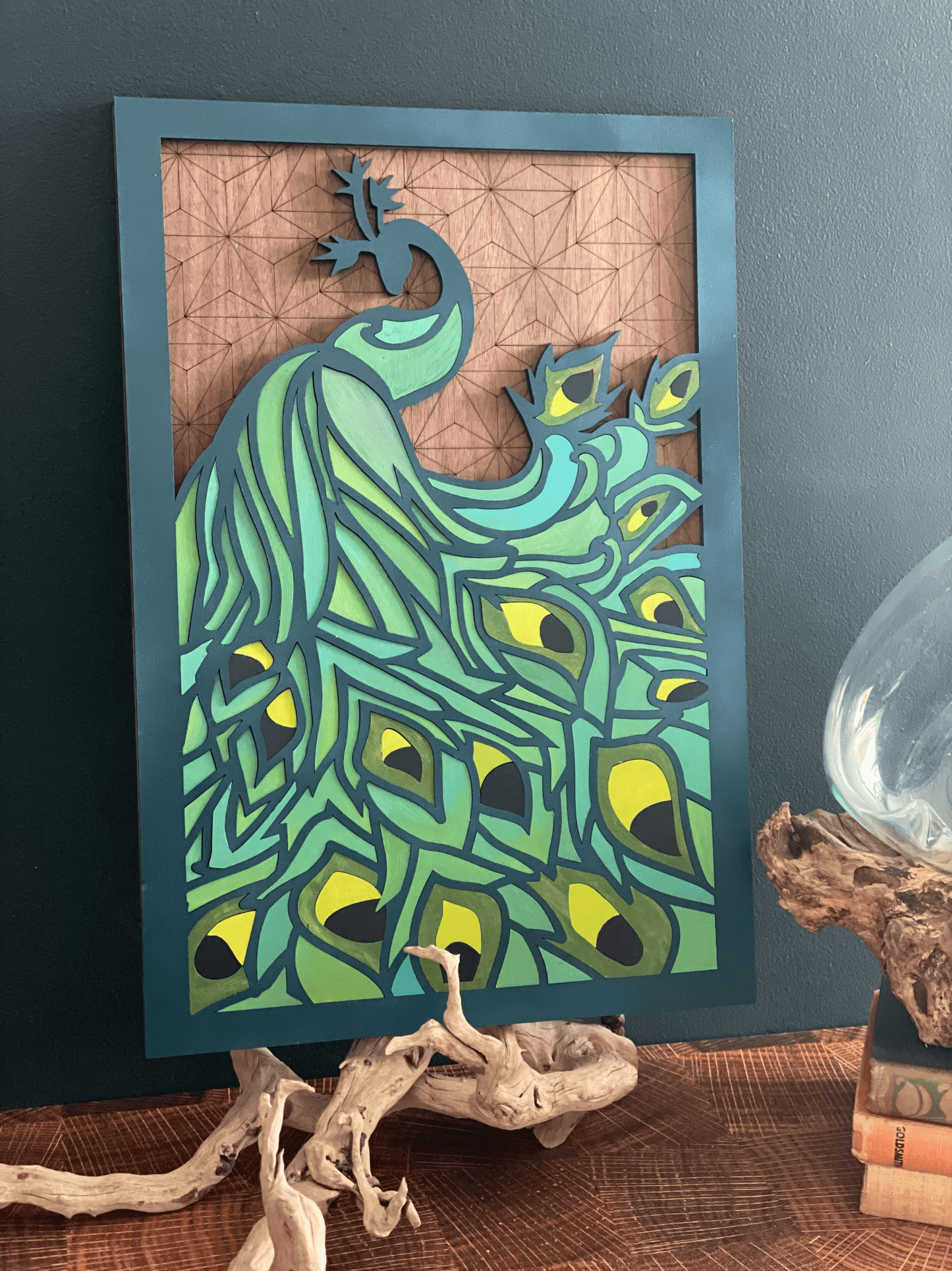 Peacock wooden art - PersonalisedSigns